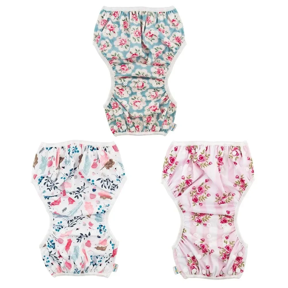 Babygoal Baby Girl Reusable Swim Diapers 3 Pack Floral Adjustable Choose Size